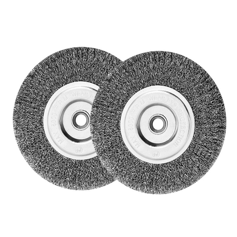 OSFTBVT 6in Wire Wheel Brush for Bench Grinder, Coarse Crimped Steel Wire 0.012" with 1/2" & 5/8" Arbor for Rust Removal - 2pack